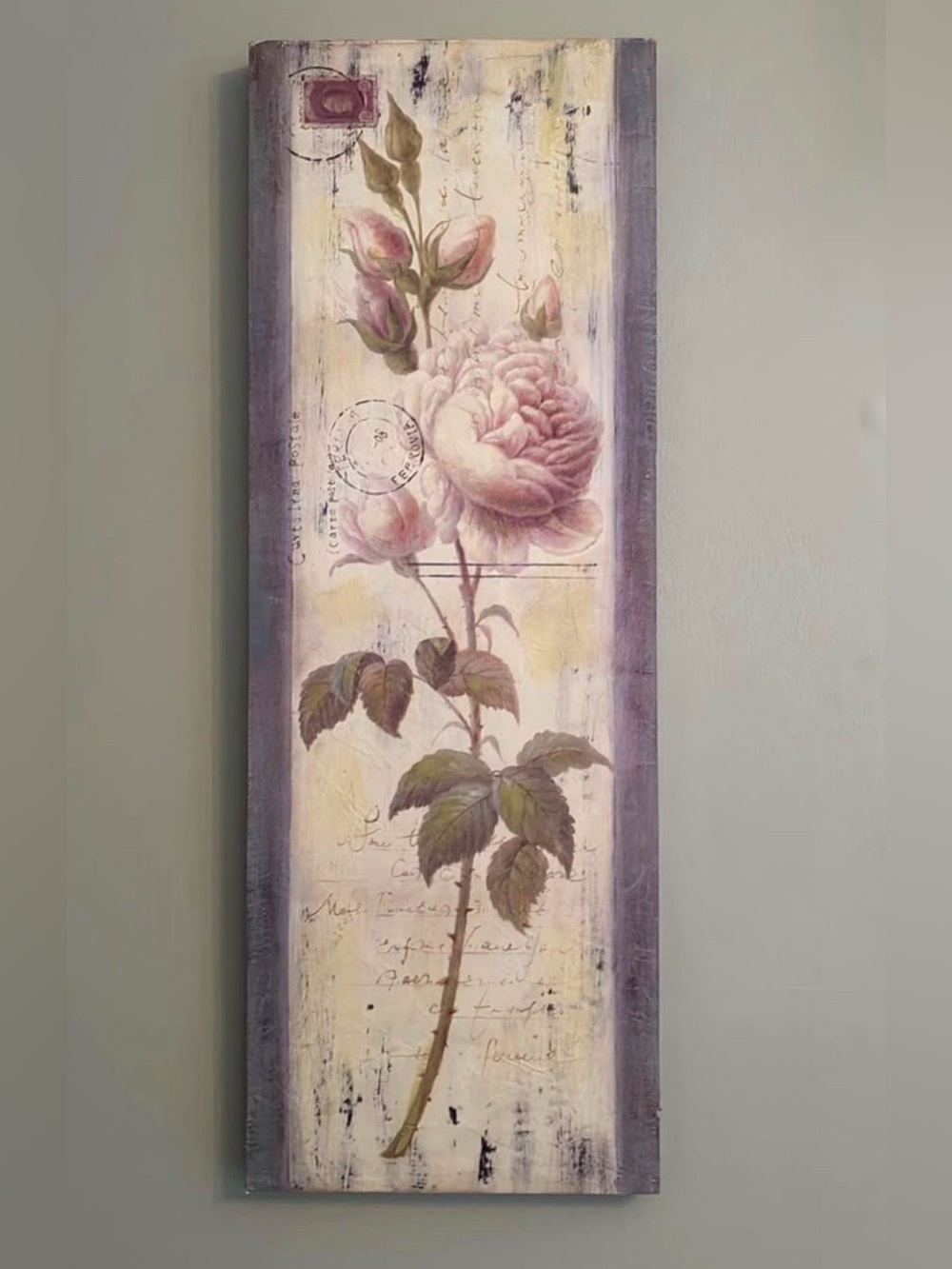 Botanical Rose Panel Wall Art - Pink Rose